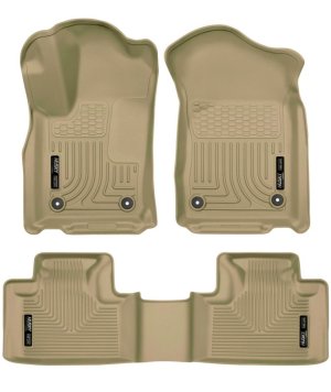 Dodge Durango Floor Liners - Front + Second Seat - Husky Liners - Weatherbeater - Tan - `16-`22 Dodge Durango Floor Liners - Front + Second Seat - Husky Liners - Weatherbeater - Tan - `16-`22